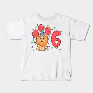 I am 6 with lion - kids birthday 6 years old Kids T-Shirt